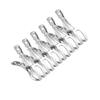 TOMSING Set of 6 Strong Stainless Steel Clothespins, Large Size, Windproof, for Futons, Clothes Drying, Pants, Hangers, and Rust-Resistant (Silver, 6