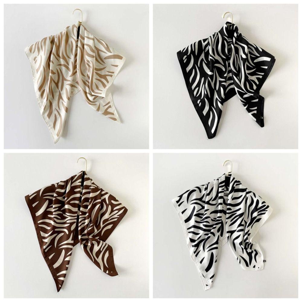 Breathable 90 CM Square Scarf Patterned Shawl Printed Silk Scarf Stripes Square Headscarf  Vacation