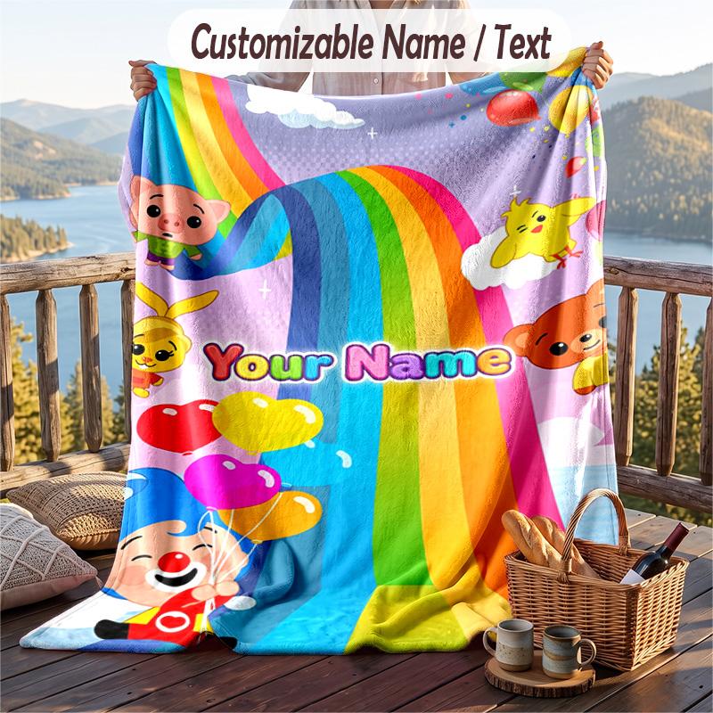 El Payaso Plim Plim Flannel Blanket, Personalized Custom Name Text, Soft Warm Plush Throw Blanket For Gift