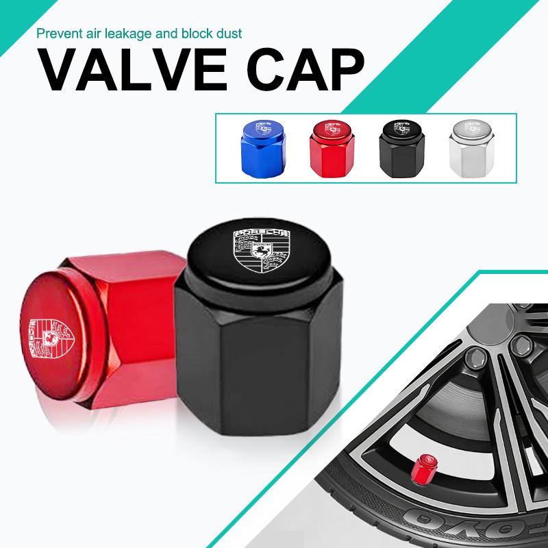 AAV1 4PC Metal Car Styling Wheel Tire Air Valve Caps Stem Cover For Porsche Cayenne Panamera Macan Boxster Cayman 718 911 Sticker