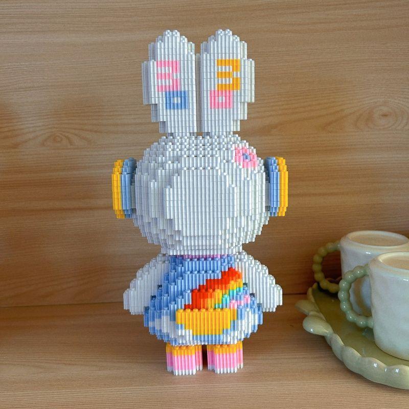 НОВЫЙ 33СМ DIY Мини Цветной Кролик 3D Модель со Светом Строительный Блок Сборная Игрушка Милая Маленькая Частица Пазл Украшения Подарок для Детей