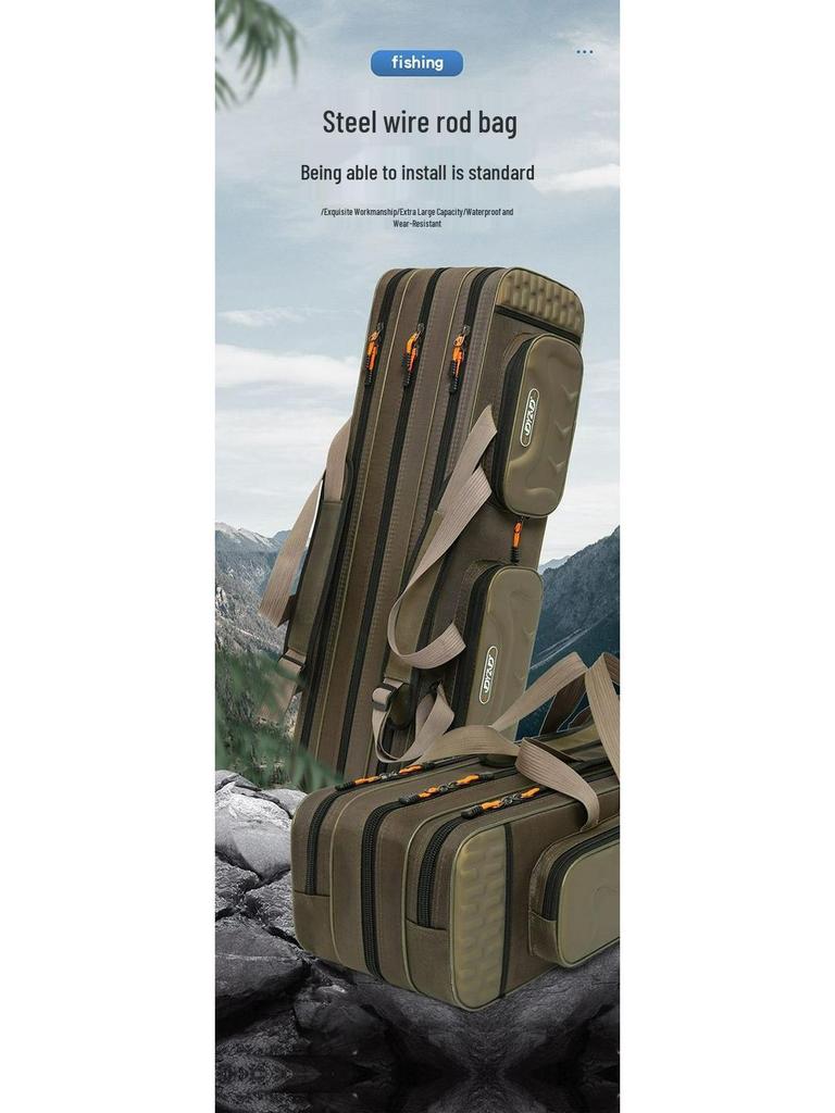 Waterproof Lightweight Canvas Fishing Rod Bag - Large Capacity, Portable, Multifunctional, Stylish Design