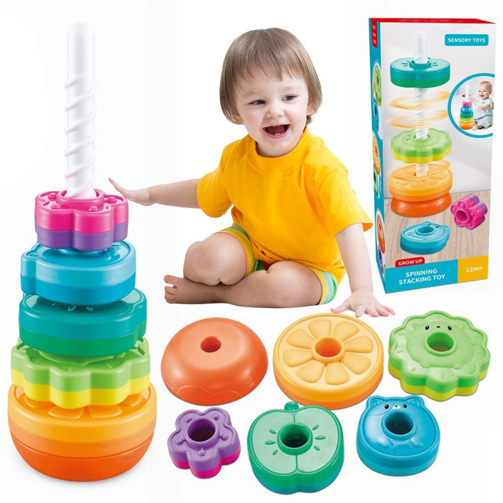 Радужная вращающаяся башня Монтессори-игрушка, вращающиеся игрушки для детей, подарок на день рождения