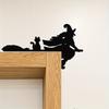 1 комплект(2 шт.) Акриловые 3D-наклейки на зеркало на Хэллоуин с изображением ведьмы на метле — идеально подходят для украшения выключателей и дверей, настенные наклейки для создания праздничной атмосферы