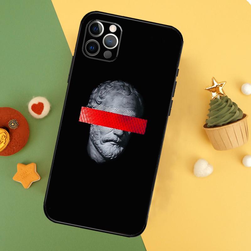 Чехол Funda со статуей греческого бога для iPhone 11 12 13 14 16 15 Pro Max Mini XS Max X XR SE2 7 8 14 16 15 Plus
