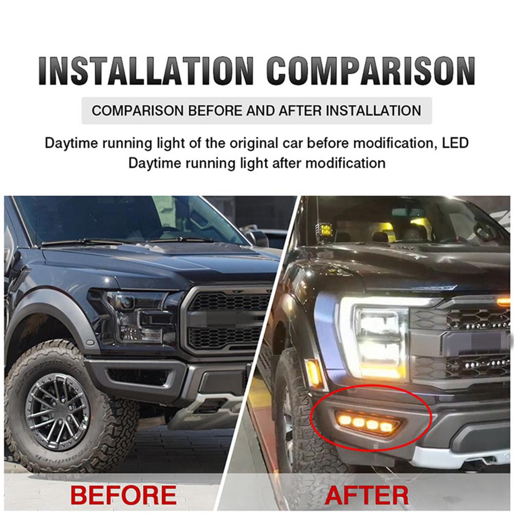 LED Bumper Driving Running Lights Flowing Turn Headlight For Ford F150 Raptor 22