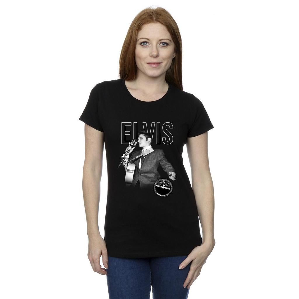 Elvis Womens/Ladies Logo Portrait Cotton T-Shirt