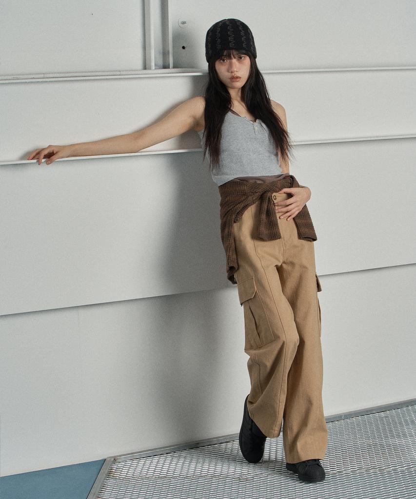 SWAYGLOW Solid Cargo Pants Beige