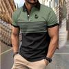 Новая летняя трендовая мужская рубашка-поло с воротником-стойкой, 100% полиэстер, повседневная деловая рубашка-поло с 3D цифровым принтом