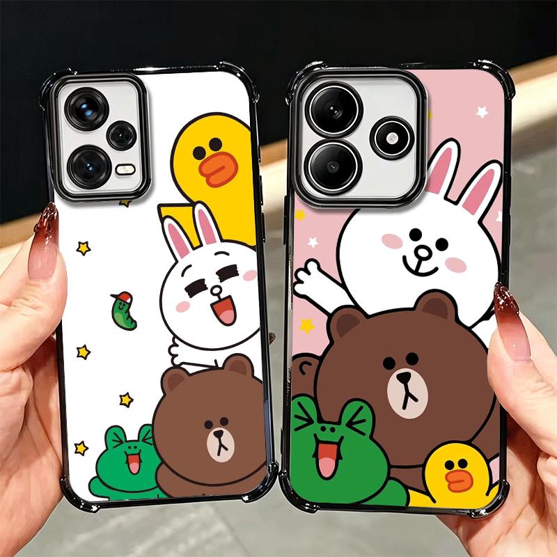 Cartoon Bear B-Browns C-Conys Plating Phone Case For Xiaomi Redmi Note 14 15 Pro Plus 13 12 11 11S 11T 10 9S 9 5G Anti-Fall Aira