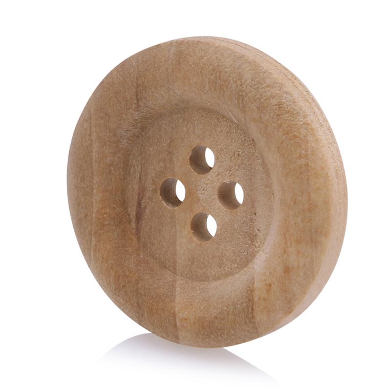 100pcs/lot Mix Shape 2 Holes Natural Color Wooden Pattern Wood Sewing Buttons