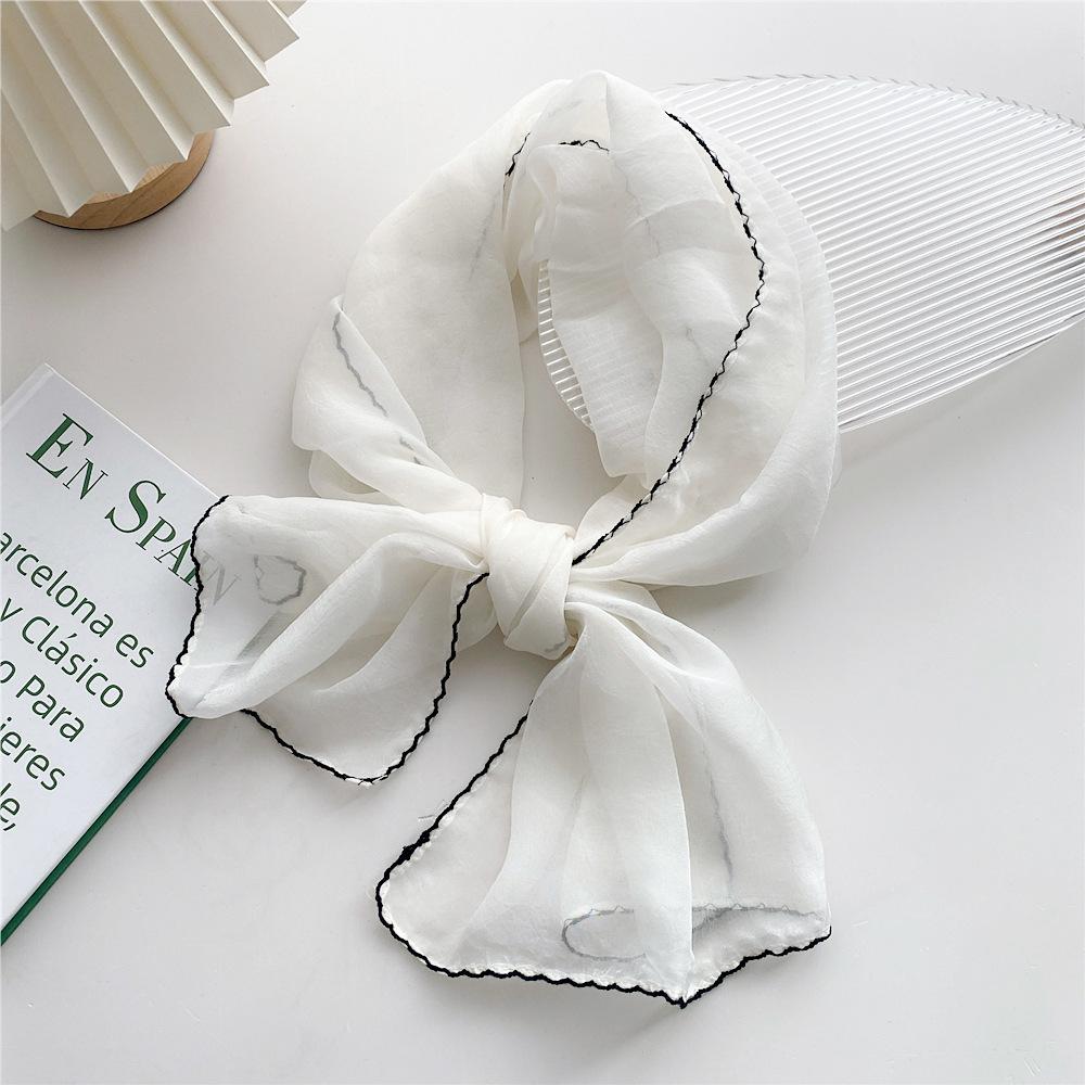 Solid Color Lace Neckerchief Long Scarfs Ribbon Wrist Basic Versatile Thin Head Scarf For Women Simple Headband Fashion Hairband