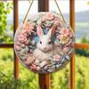 Easter Bunny Ornament 2D Flat Acrylic Welcome Sign Rustic Cartoon Rabbit Hanging Decor for Front Door Wall Decoration