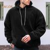 Мужская толстовка с капюшоном на осень-зиму, однотонная, с длинными рукавами, из толстого плюша, с капюшоном, свободная, повседневная одежда, повседневный спортивный топ