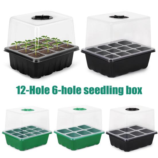 Seeds Starter Tray 6 Cells/12 Cells Seeds Germination Tray with Adjustable Humidity Vent Plant Nursery Box for Bonsai Seedlings Starting Growing