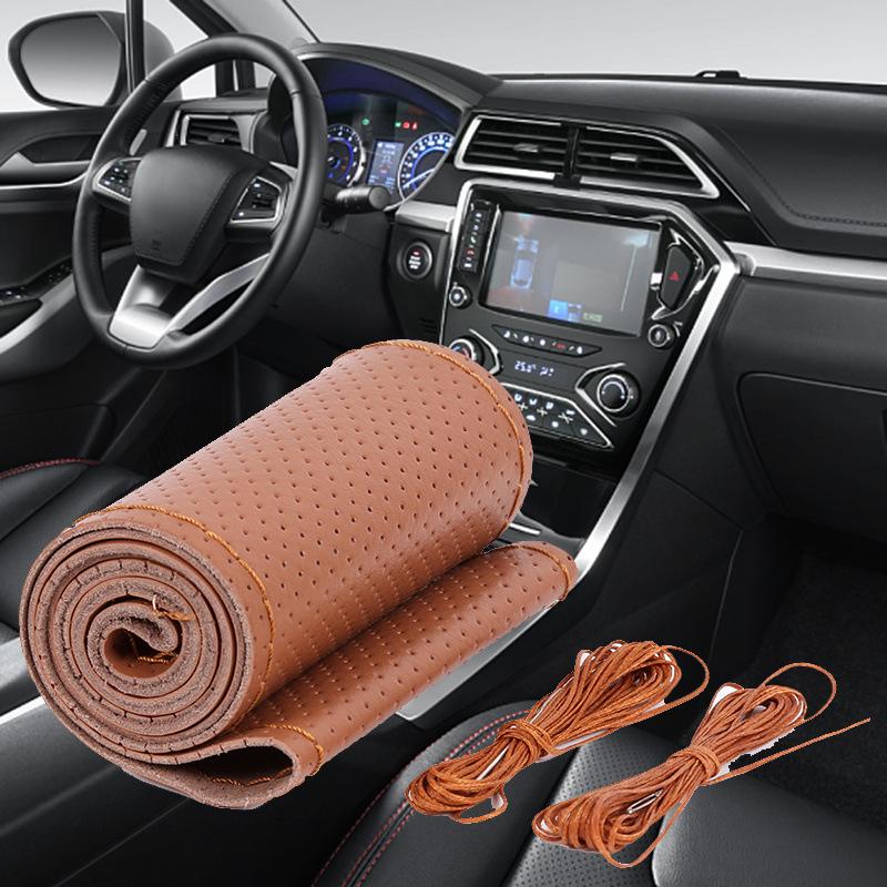 Чехол на руль из натуральной кожи, ручной работы, нескользящий, верхний слой из коровьей кожи, впитывающий пот, универсальный для всех сезонов.