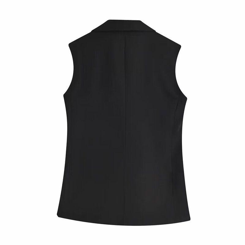 Fashion Style 2024 Summer New Arrival Women's Clothing Temperament Wild Slim Looking Sleeveless Suit Sleeveless Mid Length Long Length Vest