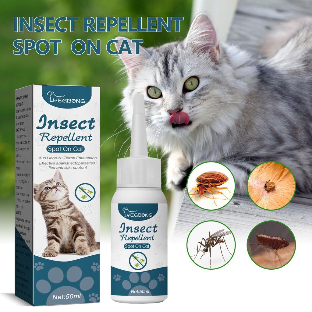 Pet Flea Drops Mites Ticks Lice Insect Cat Itch Skin Prevention Dog Flea Liquid 50ML