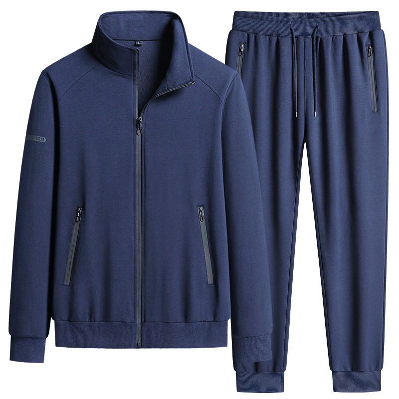Mens Casual Tracksuit Set Senior Open Cardigan Sweatshirt Plus Size Sportswear