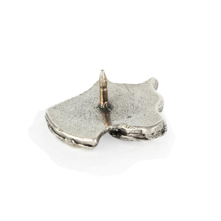 American Staffordshire Terrier, Amstaff I  - Silver-plated dog brooch, elegant pin, jacket lapel decoration by Art-Dog brand