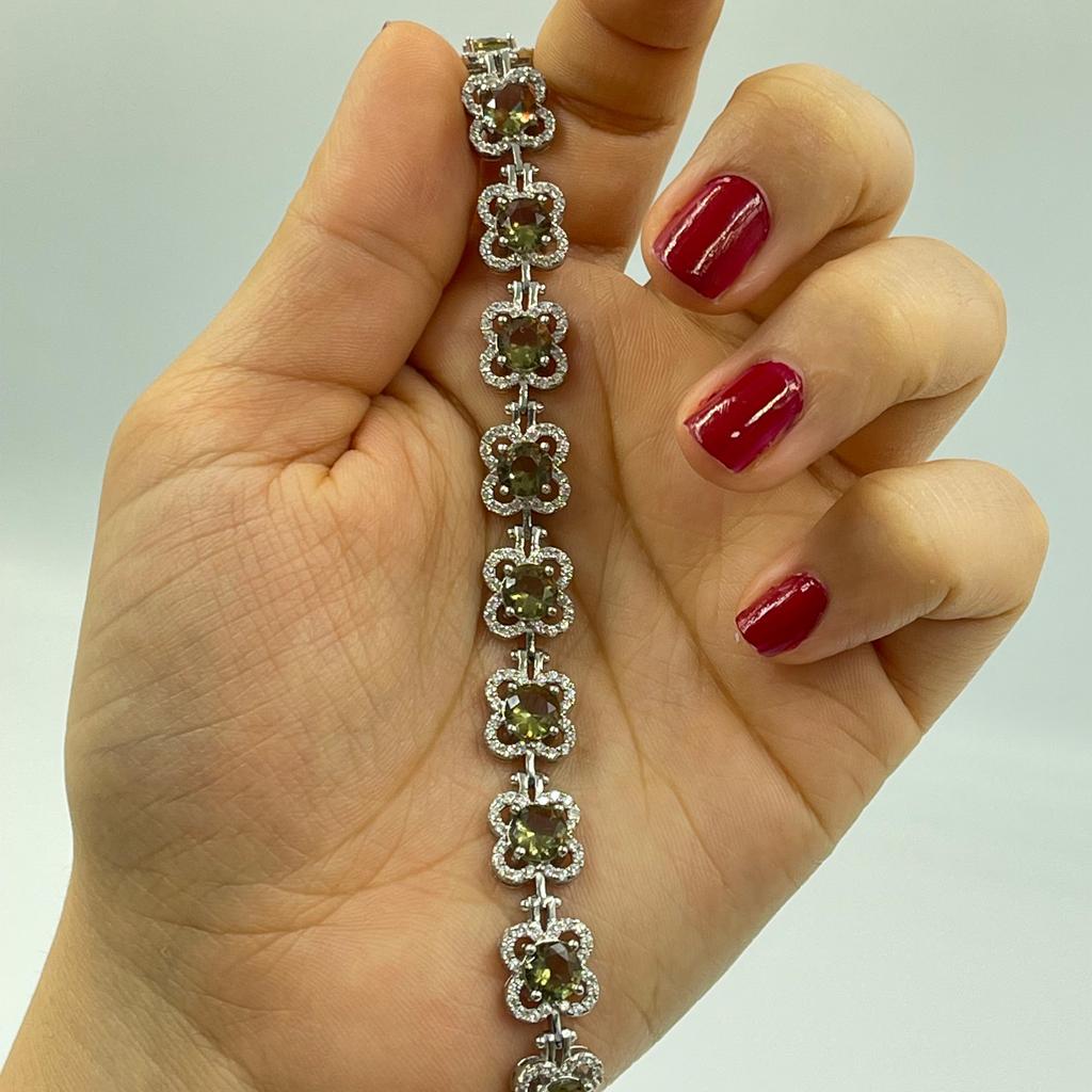 Зултанитовый серебряный браслет, Рождественский подарок, браслет с изменяющим цвет камнем, Зултанитовые украшения, ювелирные изделия из турецкой диаспоры