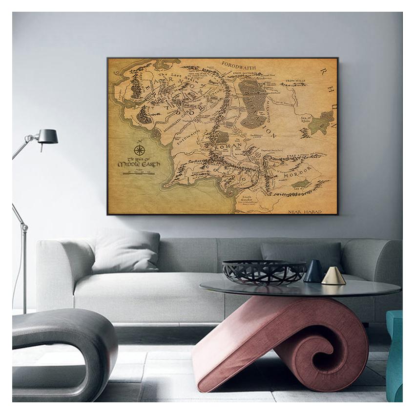 Карта города Харад, настенный художественный постер, винтажная карта, настенные холсты, картины для гостиной, домашнего декора, банму, Средиземье, ретро, ​​рядом