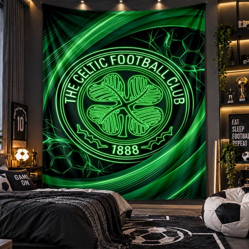 Wall Hanging Tapestry Celtic FC Print Cloth for Living Room Bedroom Home Decor