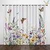 2 шт. штор с принтом в виде свежих и натуральных цветов и бабочек, которые можно использовать для декора спален и гостиных.