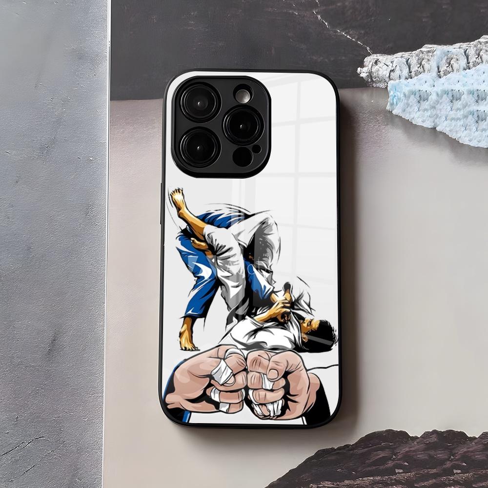 Чехол для телефона BJJ Бразильское джиу-джитсу Для IPhone 17 Air 16 E Pro Max 15 14 13 Mini 12 Pro 11 Max Plus Черное стеклянное покрытие