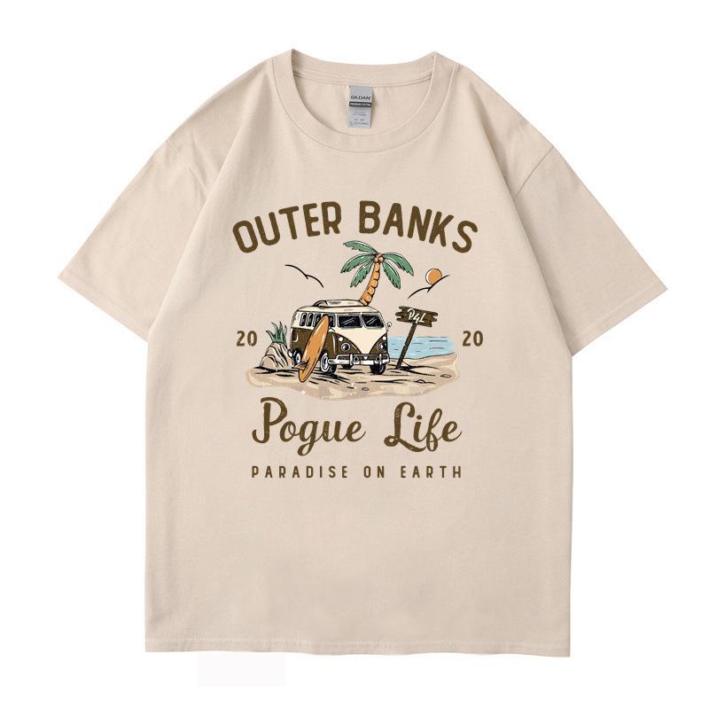 Модная футболка с принтом Outer Banks, футболка Pogue Life John B, Рай на Земле, Северная Каролина, Графические хлопковые топы Pouge