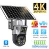 Новая 4K 8MP 4G SIM-карта с двумя экранами, солнечные камеры, Wi-Fi PTZ, двойной объектив, встроенный аккумулятор, камера наблюдения с автоматическим отслеживанием человека