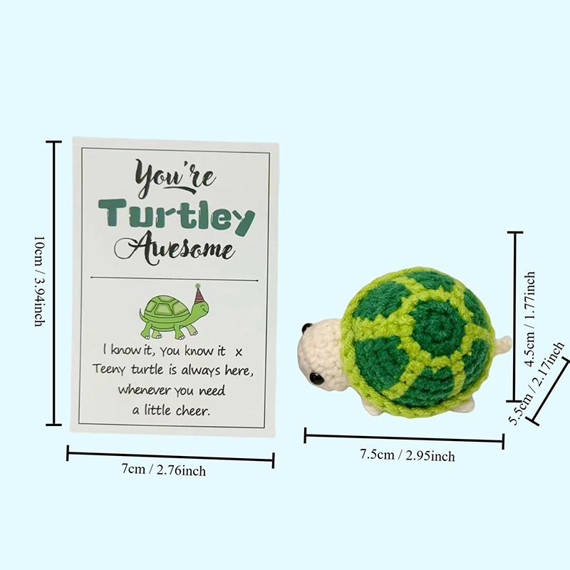 1PC Handmade Cute Perfect Gift Positive Energy Crochet Turtle Mini Wool Knitting Doll Desk or Car Accessory Soft Cotton Yarn