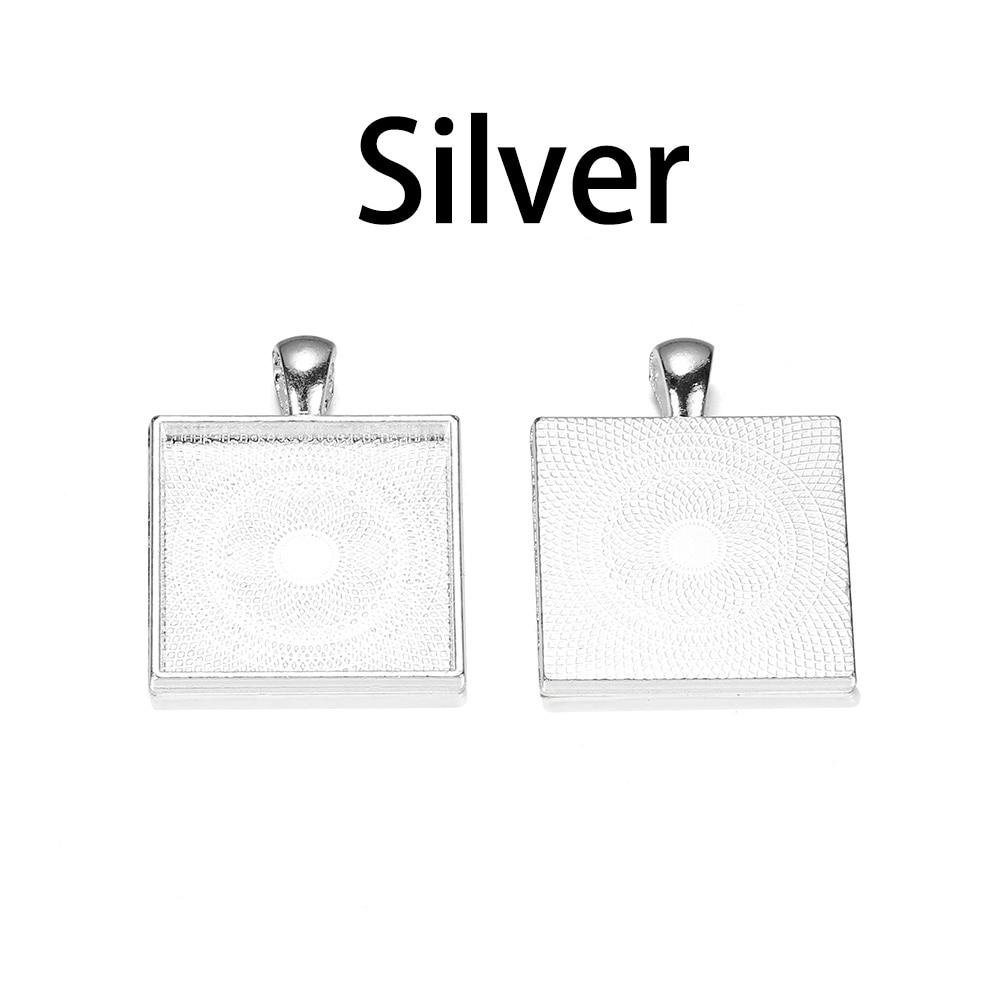 5 шт./лот 25 мм квадратные кабошоны, основы, подвесные рамки, лотки, подходят для стеклянного кабошона 25 мм, изготовление ожерелья своими руками