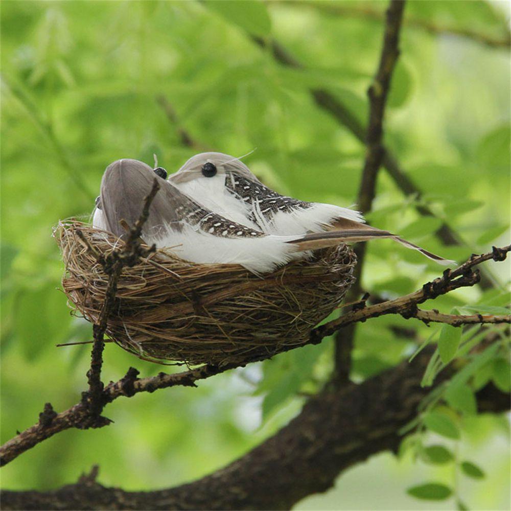 Handmade Craft Home House Decoration Realistic Feathered Birds Egg Bird Nest Artificial Craft Birds
