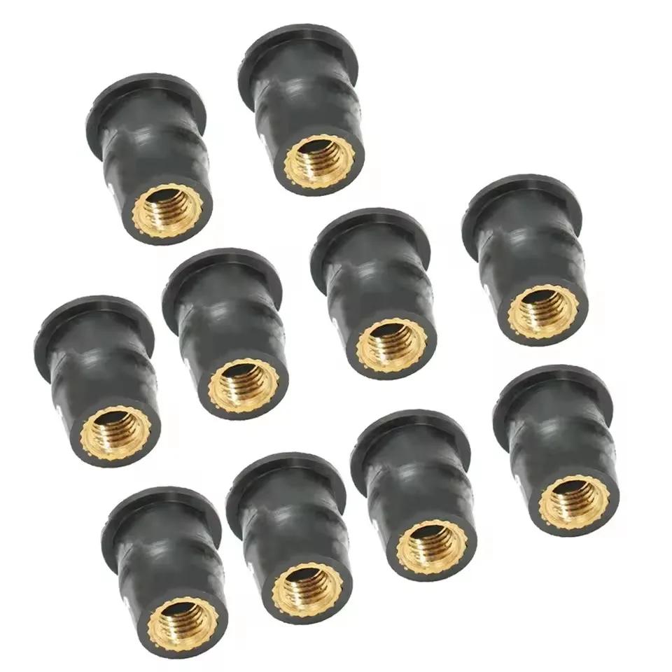 10/20/30Pcs M5/M6 Rubber Well Nut Motorcycle Windshield Rubber Rivet Nuts Bolts Motorcycle Accessories For Honda For Suzuki
