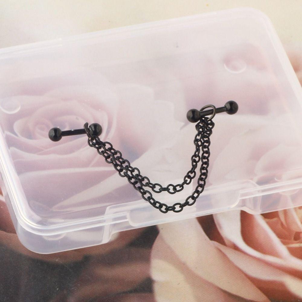 Серьги-цепочки для хряща, промышленные серьги-цепочки из нержавеющей стали, двойной пирсинг, модная вечеринка