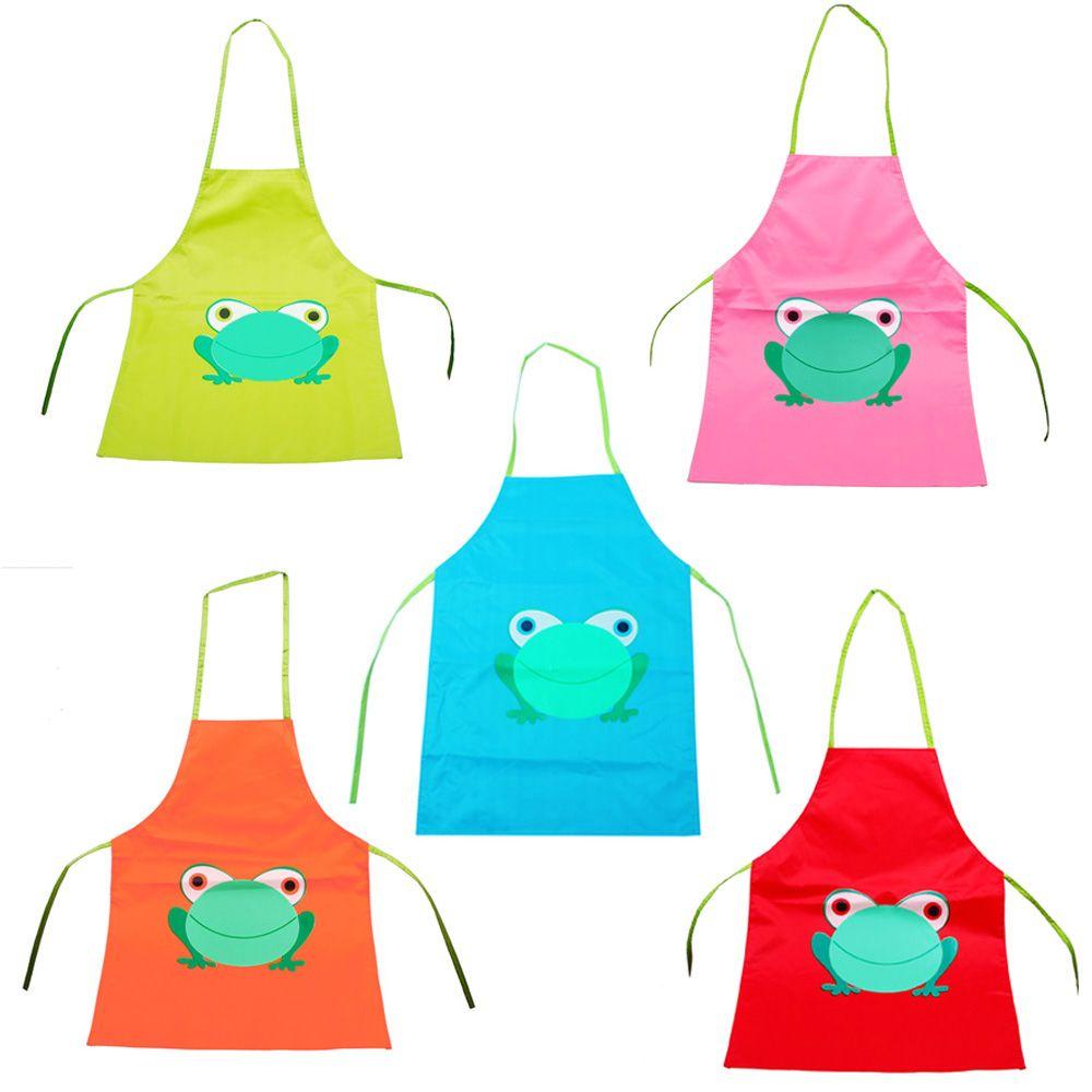 Five Colors Kids Cute Cartoon Frog Printed Cooking Cartoon Apron Waterproof Frog Design Children
