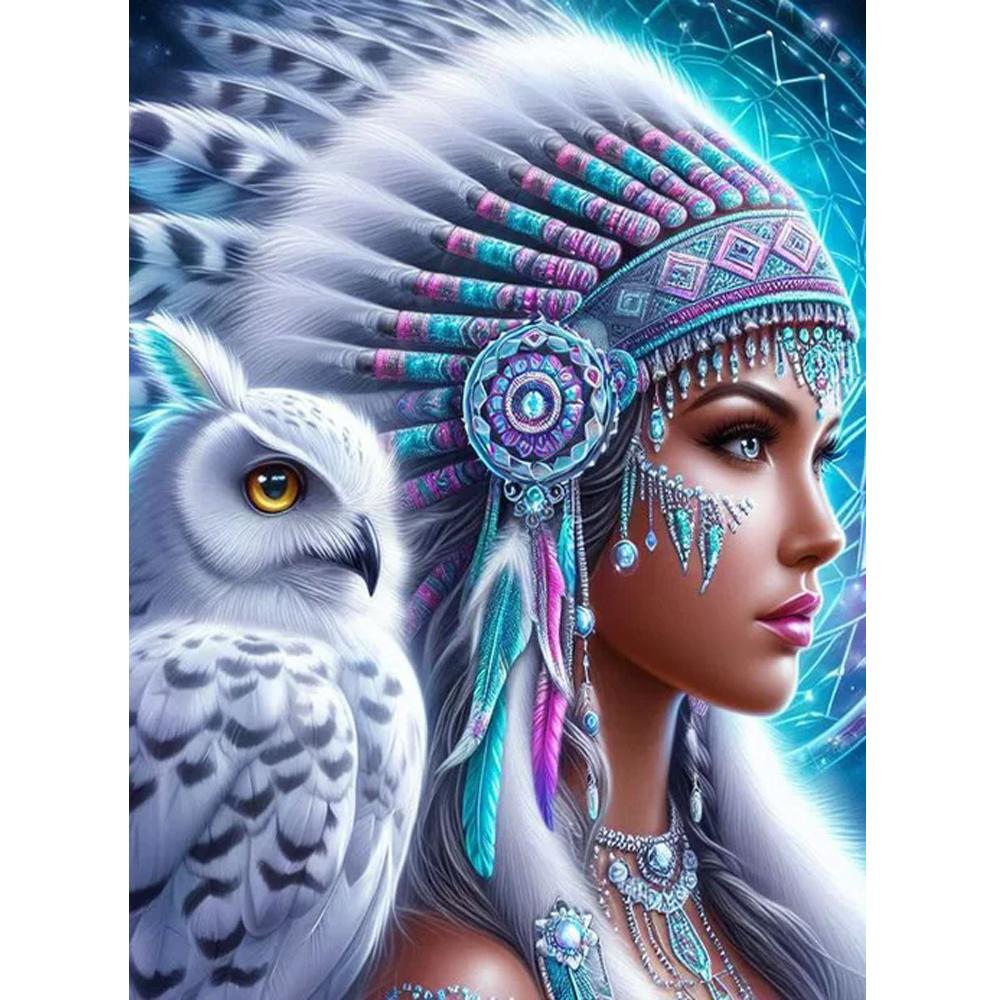 Фантастическая женщина и сова DIY алмазная картина новинка 2024 вышивка крестом мозаика алмазная вышивка распродажа для домашнего декора подарок J3976