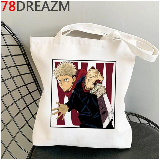 Сумка для покупок Jujutsu Kaisen, многоразовая сумка для покупок, хлопковая сумка bolsas ecologicas, тканая Reciclaje Sacolas