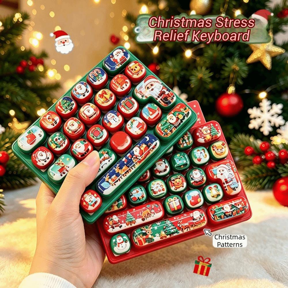 Cartoon Christmas Keychain Creative Button Decompression Toy Christmas Gift Pendant