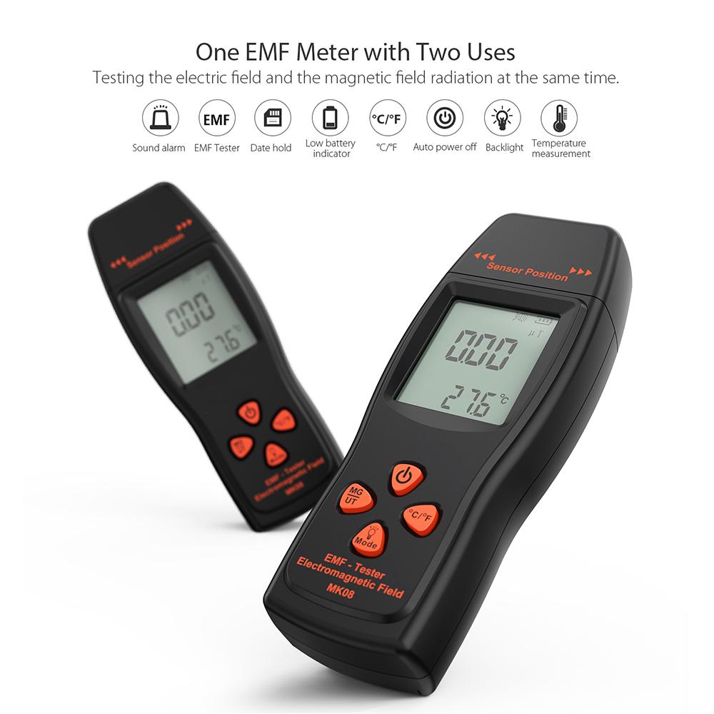 EMF Meter Handheld Mini Digital LCD EMF Detector Electromagnetic Field Radiation Tester Dosimeter Tester Counter