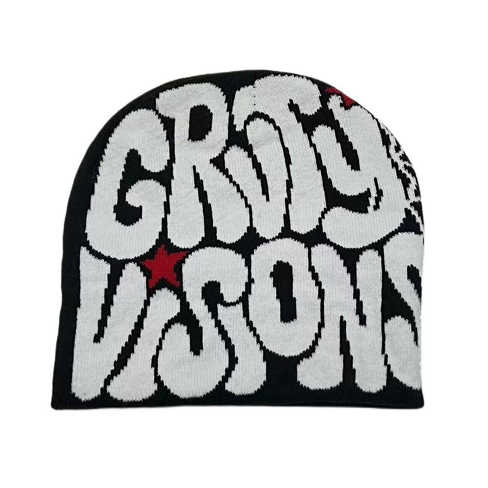 Вязаная шапка шляпа мужская женская с принтом букв бини боннет готическая шерстяная акриловая теплая повседневная шапка-бини Y2k Ins хип-хоп шапка холодная шапка