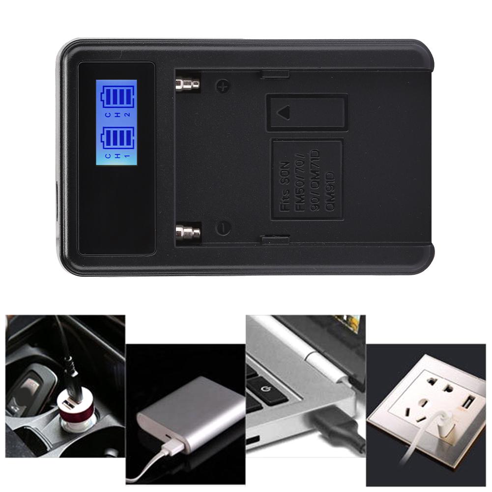 SEIVI Black Plastic LED Video Light LCD Electric Quantity Display Camera Battery Charger for Sony NP F550 F960 F970
