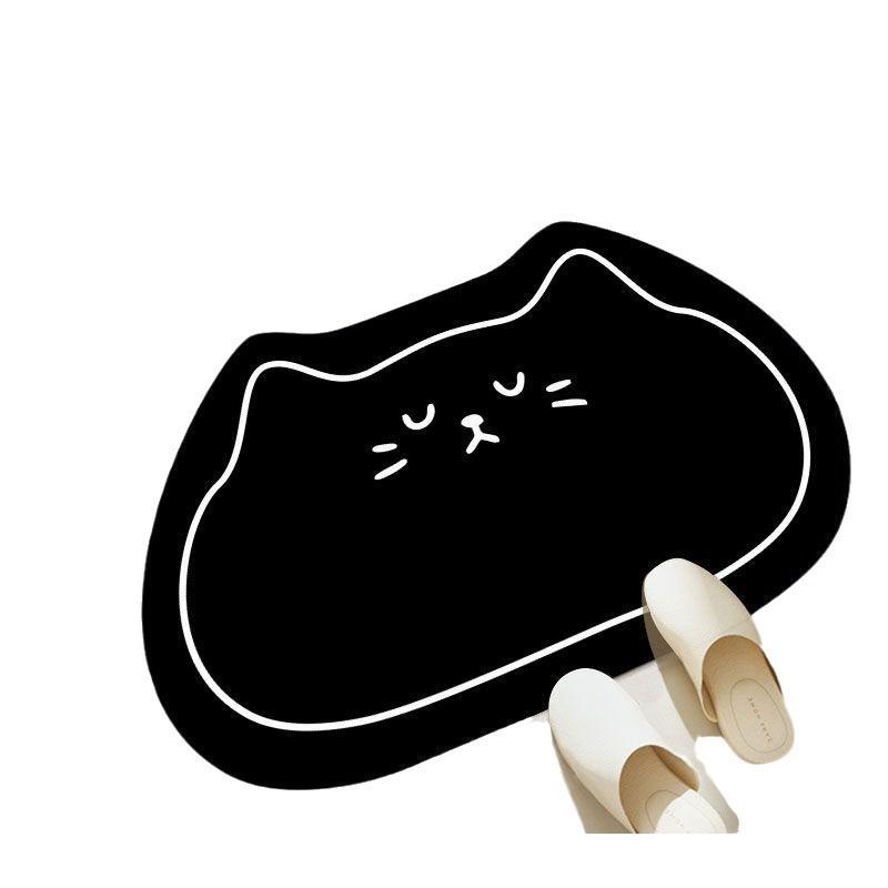 Коврик для пола из диатомовой грязи, коврик для пола специальной формы с мультяшным котом, придверный коврик, коврик для ног в ванной, коврик для пола в ванной