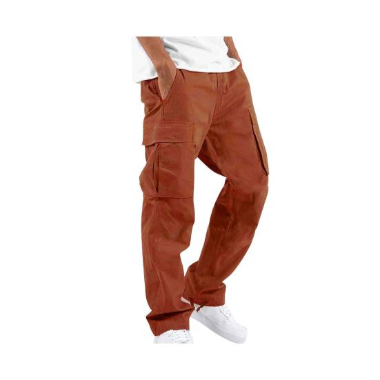 Мужские брюки-карго с несколькими карманами, эластичным поясом на шнурке, регулируемыми штанинами, свободные однотонные длинные шаровары для занятий спортом и отдыха на открытом воздухе