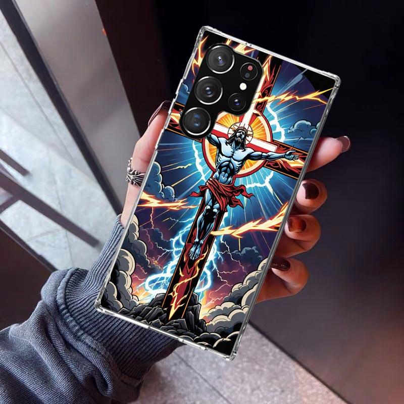 Christian Cross Design Phone Case For Samsung Galaxy S26 S25 Edge S24 S23 Ultra S22 Plus S21 S20 FE Soft TPU Back Cover Funda Ga