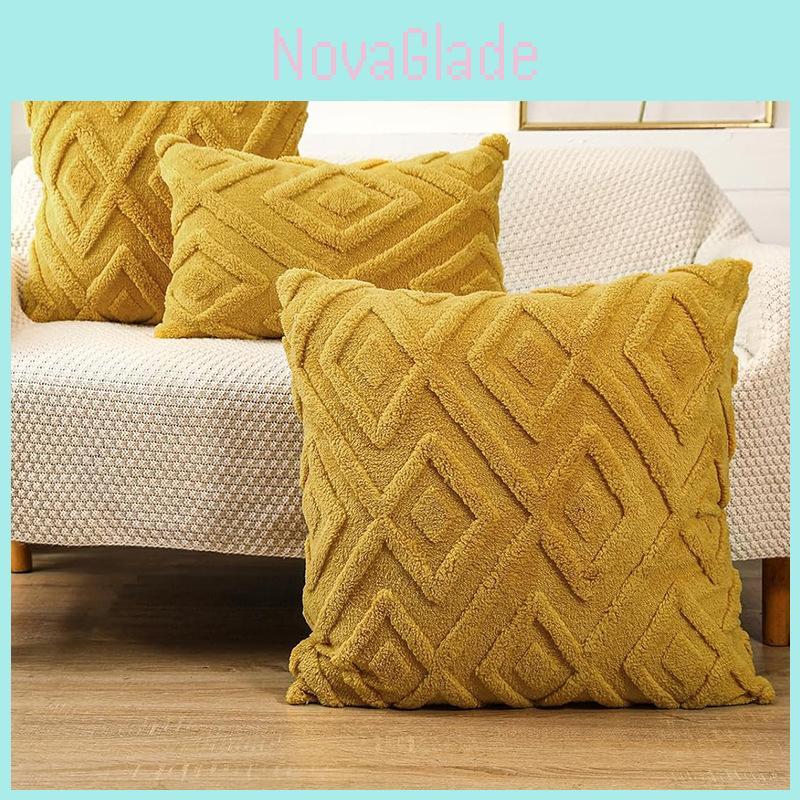 Custom Logo Nordic Geometric Pillow Cover Plush Material Living Room Bedroom Sofa Decor
