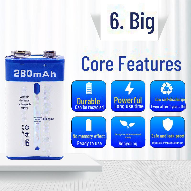 Набор перезаряжаемых батареек 9В и зарядного устройства для беспроводных микрофонов