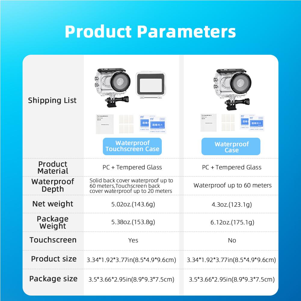 60M/196FT водонепроницаемый защитный чехол для дайвинга прозрачный сенсорный экран для Insta360 GO 3S/GO 3 аксессуары для камеры
