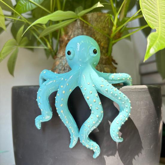 Yousheng Flowerpot Pendant Blue Octopus Resin Decorative Hanging Planter Home Office Ocean Theme Desktop Decor